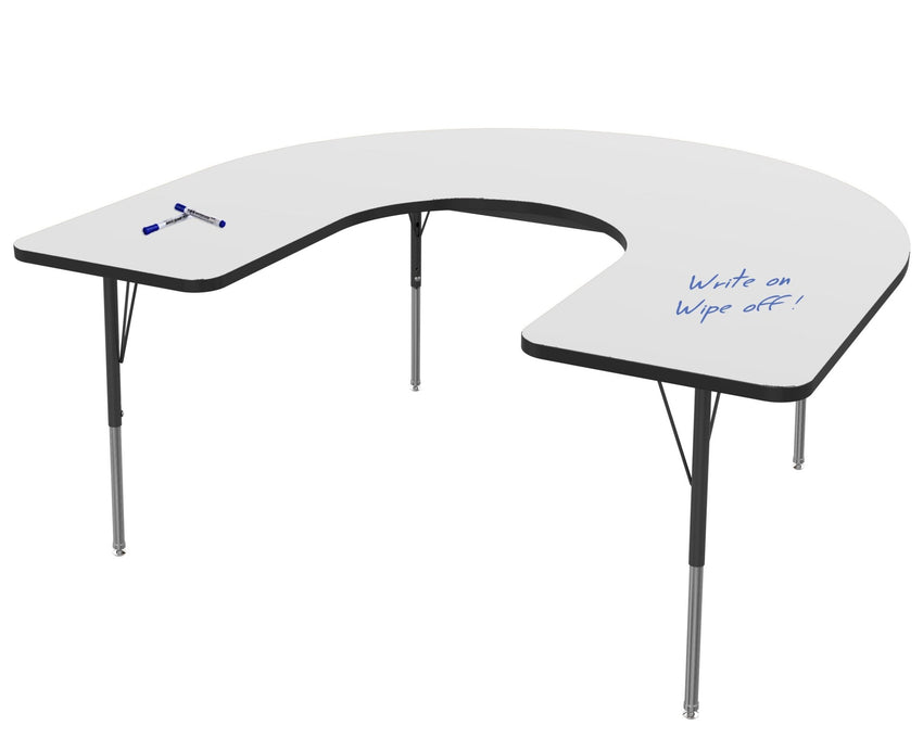 Marco MG2200 Series Horseshoe Activity Table w/ Dry Erase Top 60" x 66" Adj Height 21" - 30" (MG2270 - DB) - SchoolOutlet