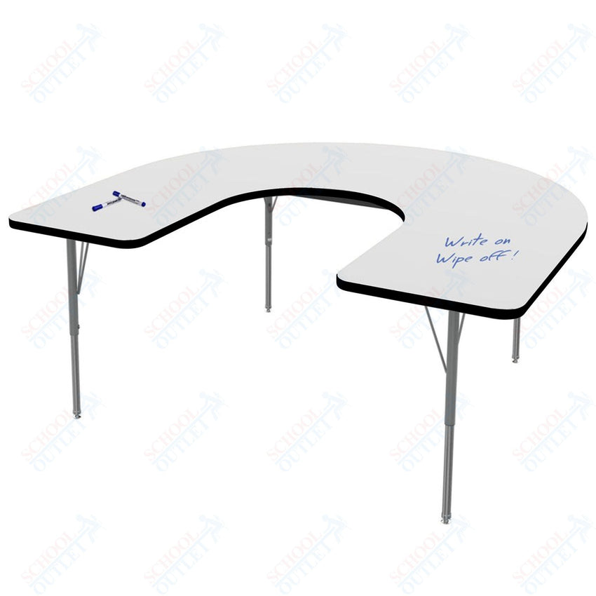 Marco MG2200 Series Horseshoe Activity Table w/ Dry Erase Top 60" x 66" Adj Height 21" - 30" (MG2270 - DB) - SchoolOutlet