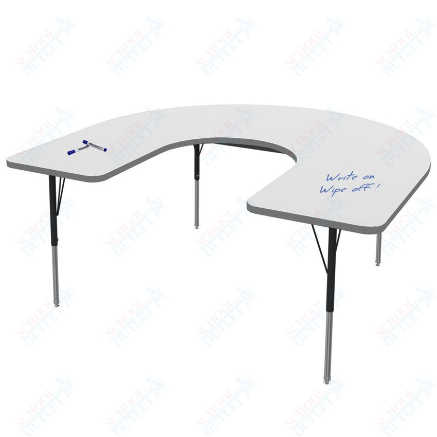 Marco MG2200 Series Horseshoe Activity Table w/ Dry Erase Top 60" x 66" Adj Height 21" - 30" (MG2270 - DB) - SchoolOutlet