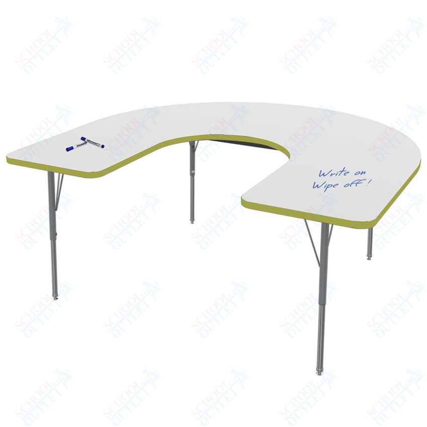 Marco MG2200 Series Horseshoe Activity Table w/ Dry Erase Top 60" x 66" Adj Height 21" - 30" (MG2270 - DB) - SchoolOutlet