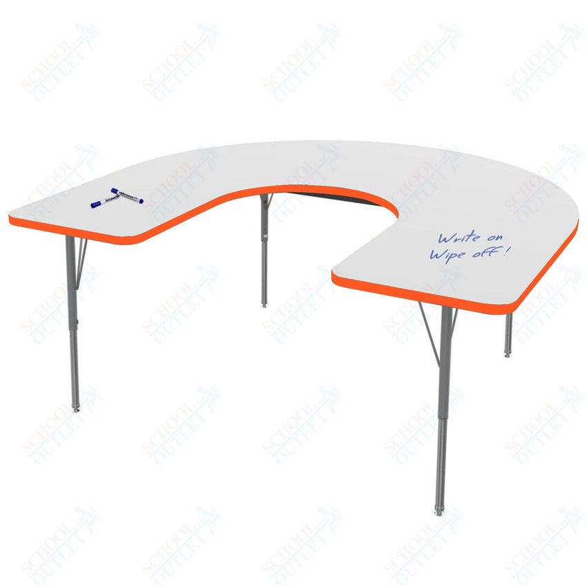 Marco MG2200 Series Horseshoe Activity Table w/ Dry Erase Top 60" x 66" Adj Height 21" - 30" (MG2270 - DB) - SchoolOutlet