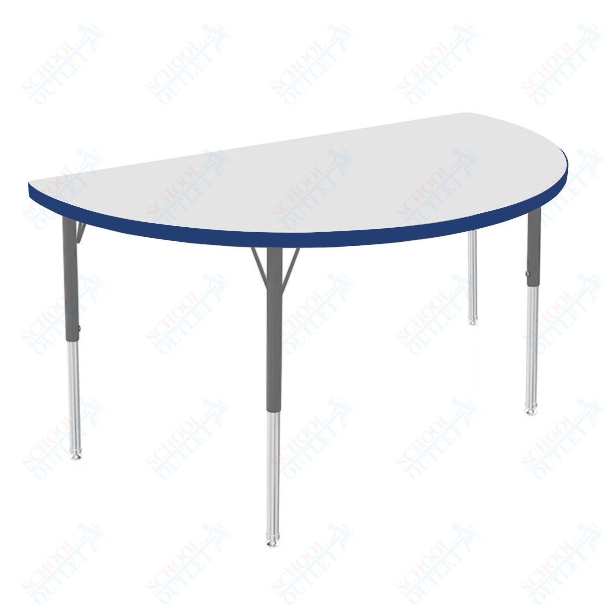 Marco MG2200 Series 48" Half Round Preschool Table w/ Dry Erase Top Adj Height 16" - 24" (MG2277 - DA) - SchoolOutlet