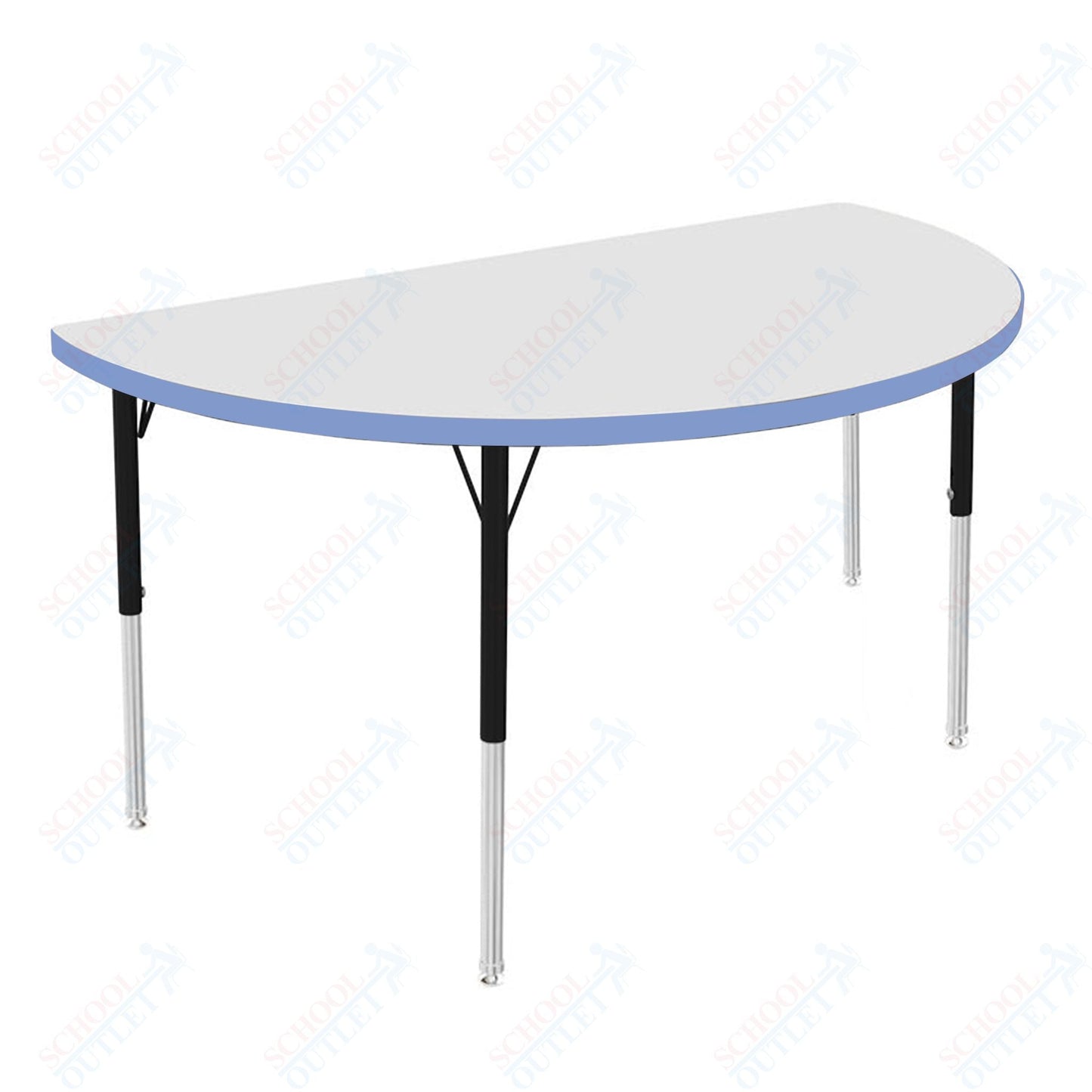 Marco MG2200 Series 48" Half Round Preschool Table w/ Dry Erase Top Adj Height 16" - 24" (MG2277 - DA) - SchoolOutlet