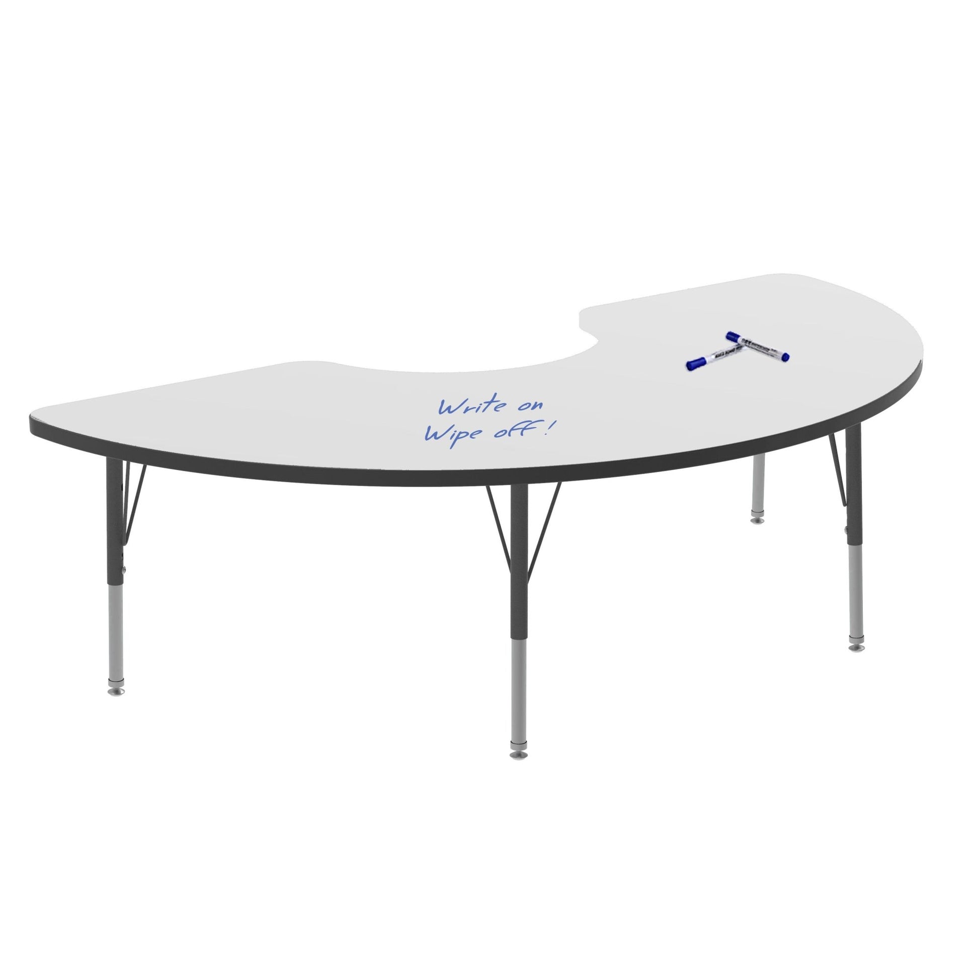 Marco MG2200 Series Half Moon Preschool Table w/ Dry Erase Top 36" x 72" Adj Height 16" - 24" (MG2279 - DA) - SchoolOutlet