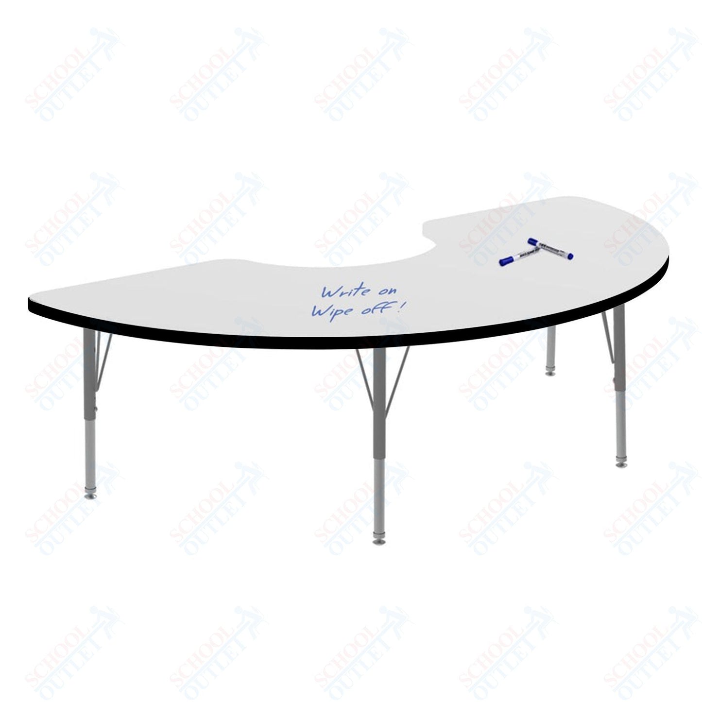 Marco MG2200 Series Half Moon Preschool Table w/ Dry Erase Top 36" x 72" Adj Height 16" - 24" (MG2279 - DA) - SchoolOutlet