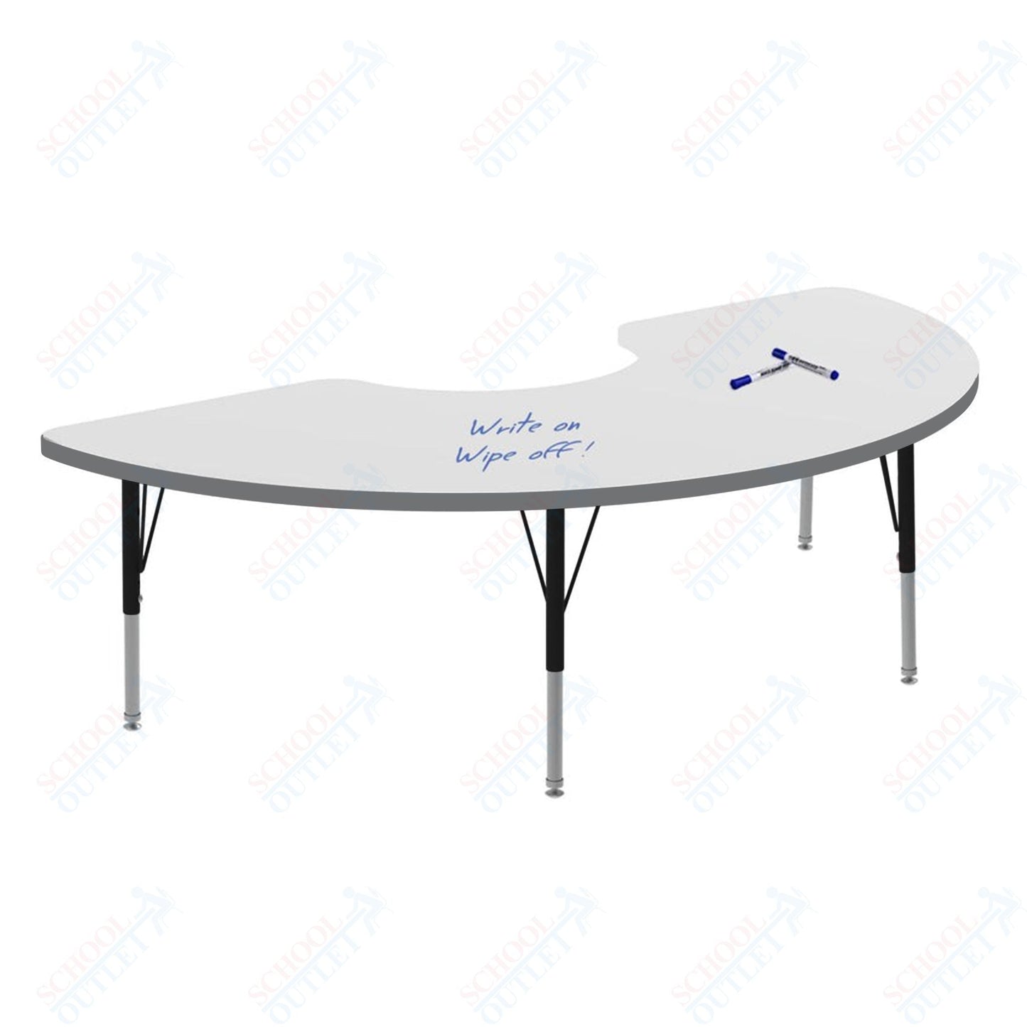 Marco MG2200 Series Half Moon Preschool Table w/ Dry Erase Top 36" x 72" Adj Height 16" - 24" (MG2279 - DA) - SchoolOutlet