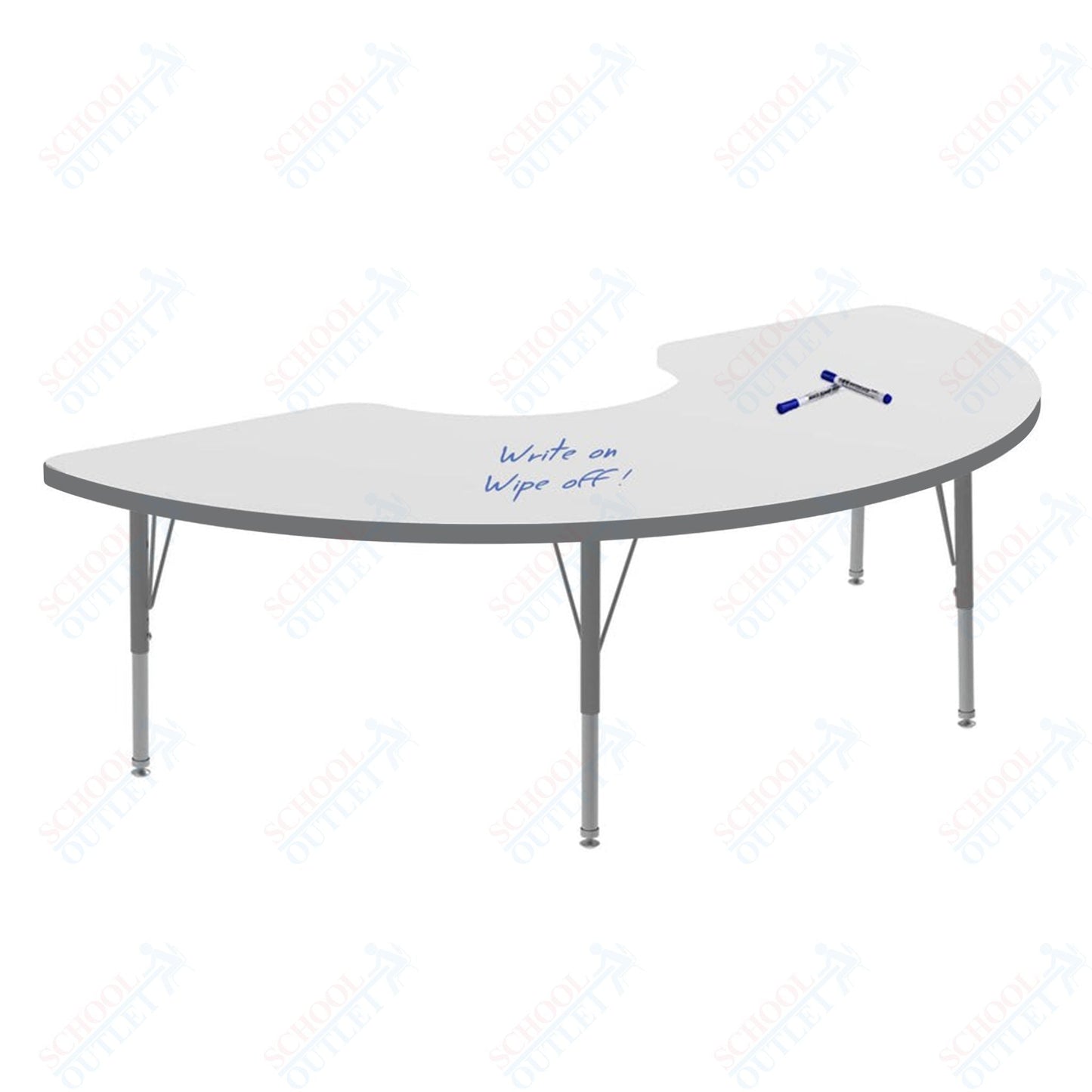 Marco MG2200 Series Half Moon Preschool Table w/ Dry Erase Top 36" x 72" Adj Height 16" - 24" (MG2279 - DA) - SchoolOutlet