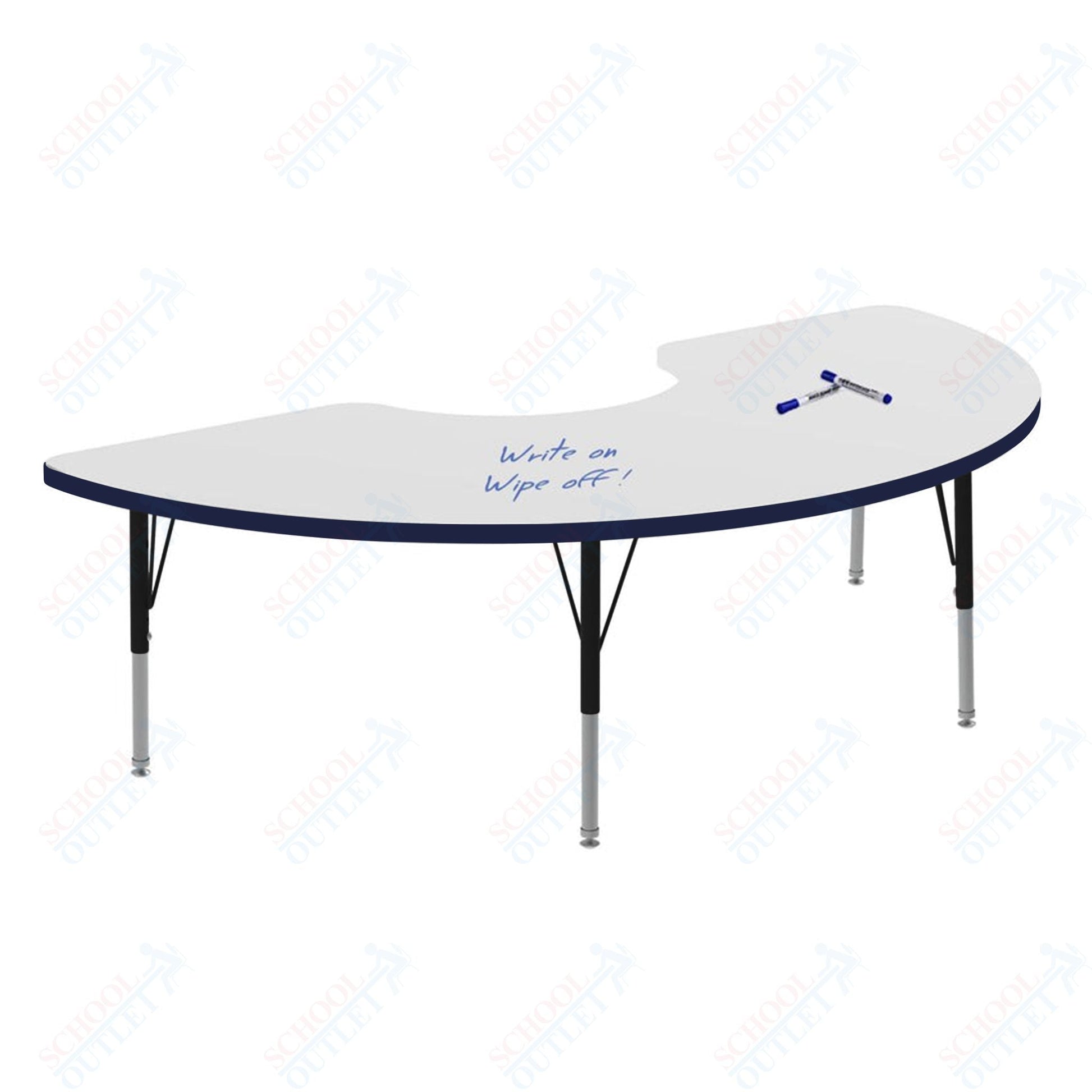 Marco MG2200 Series Half Moon Preschool Table w/ Dry Erase Top 36" x 72" Adj Height 16" - 24" (MG2279 - DA) - SchoolOutlet