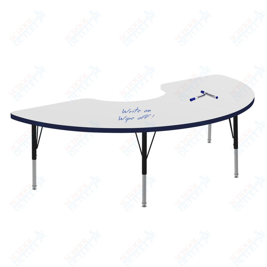 Marco MG2200 Series Half Moon Preschool Table w/ Dry Erase Top 36" x 72" Adj Height 16" - 24" (MG2279 - DA) - SchoolOutlet