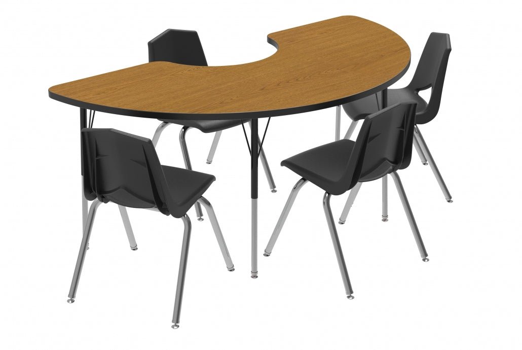 Marco MG2200 Series Half Moon Preschool Table 36" x 72" Adjustable Height 16" - 24" (MG2279 - MA) - SchoolOutlet