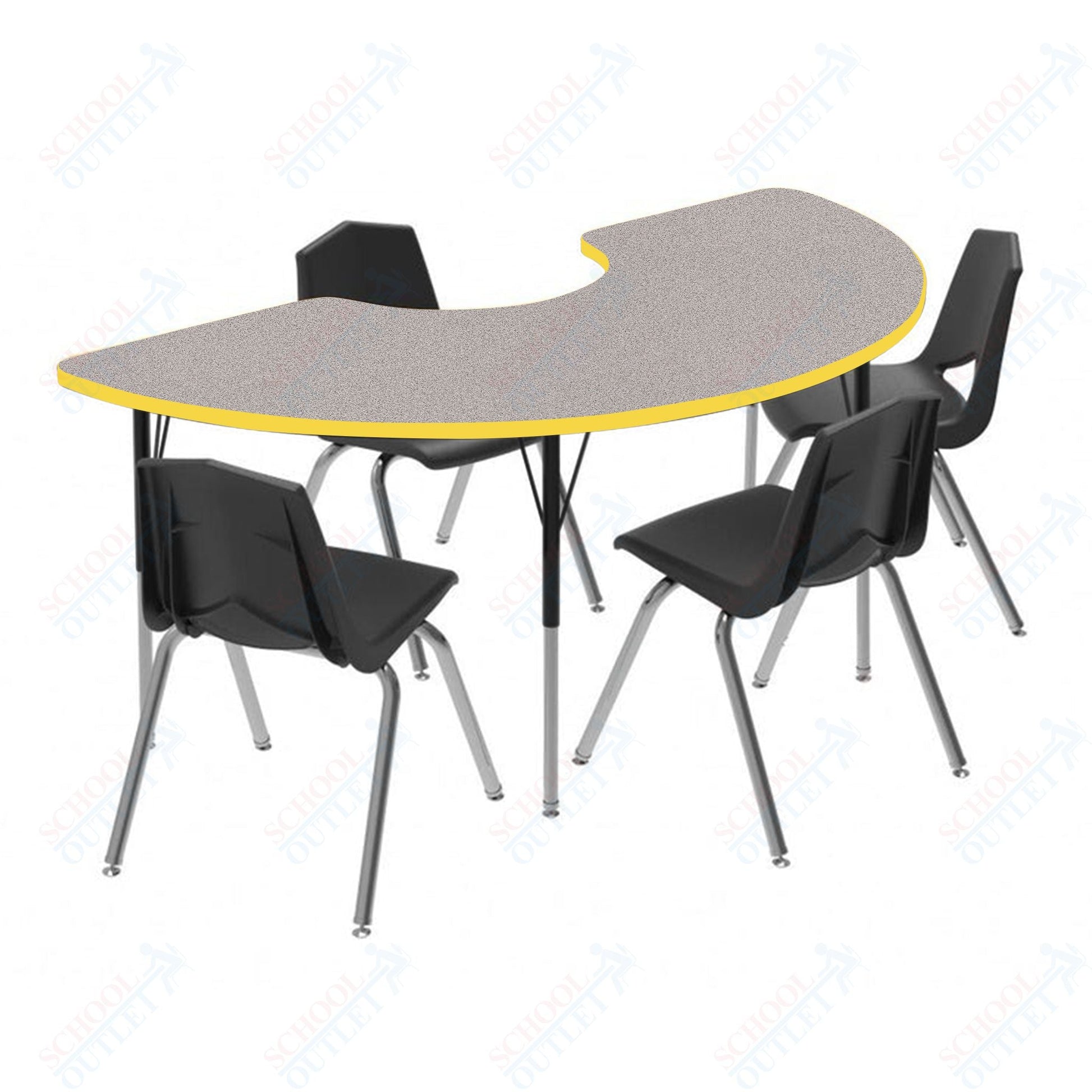 Marco MG2200 Series Half Moon Preschool Table 36" x 72" Adjustable Height 16" - 24" (MG2279 - MA) - SchoolOutlet