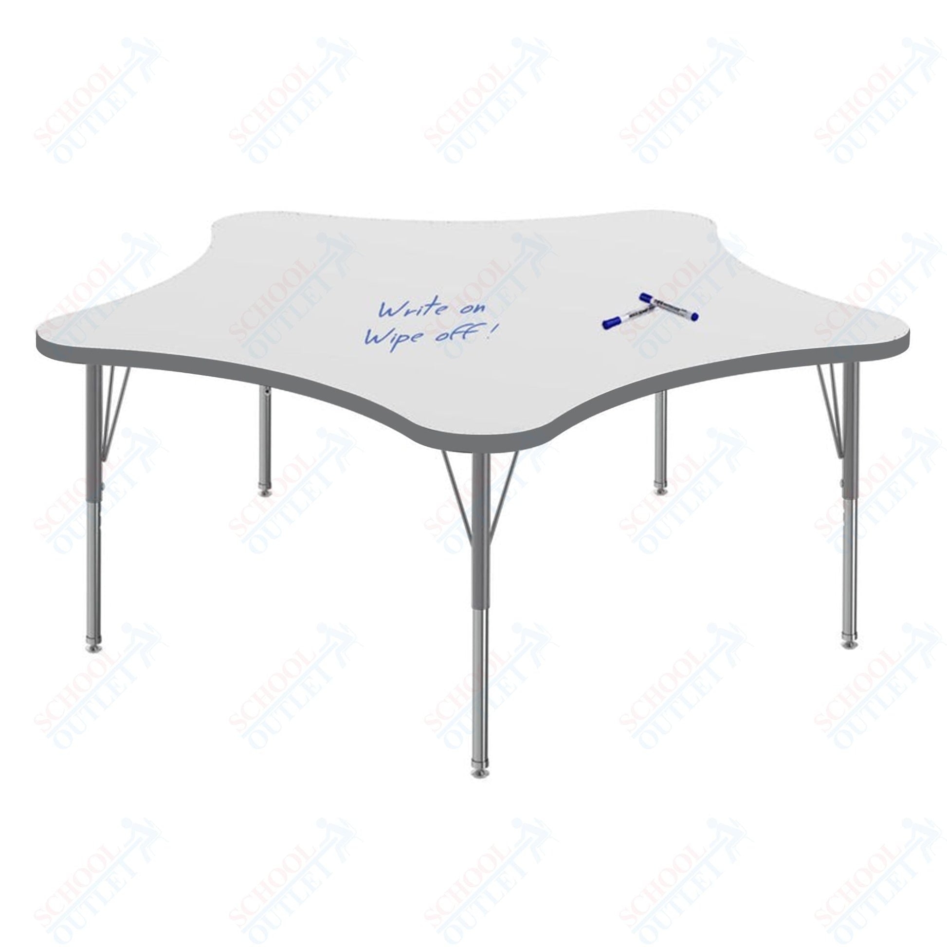 Marco MG2200 Series 48" 5 - Star Activity Table w/ Dry Erase Top Adj Height 21" - 30" (MG2280 - DB) - SchoolOutlet