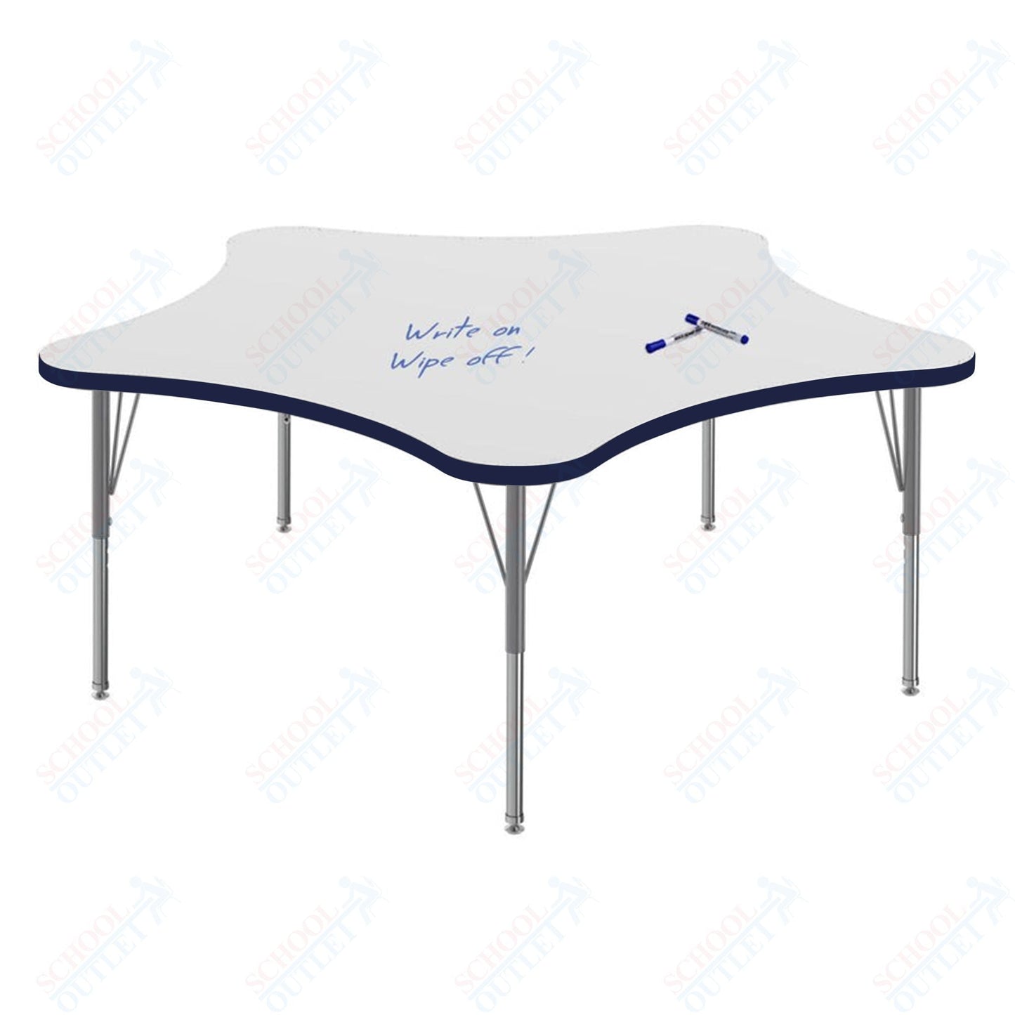 Marco MG2200 Series 48" 5 - Star Activity Table w/ Dry Erase Top Adj Height 21" - 30" (MG2280 - DB) - SchoolOutlet