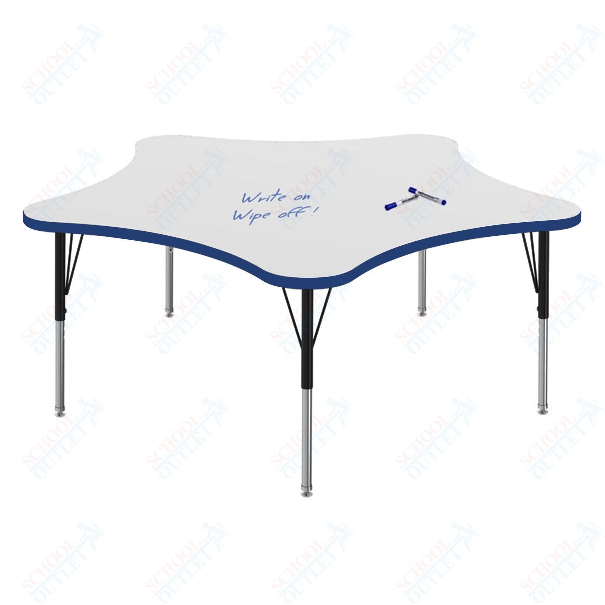 Marco MG2200 Series 60" 5 - Star Activity Table w/ Dry Erase Top Adj Height 21" - 30" (MG2281 - DB) - SchoolOutlet