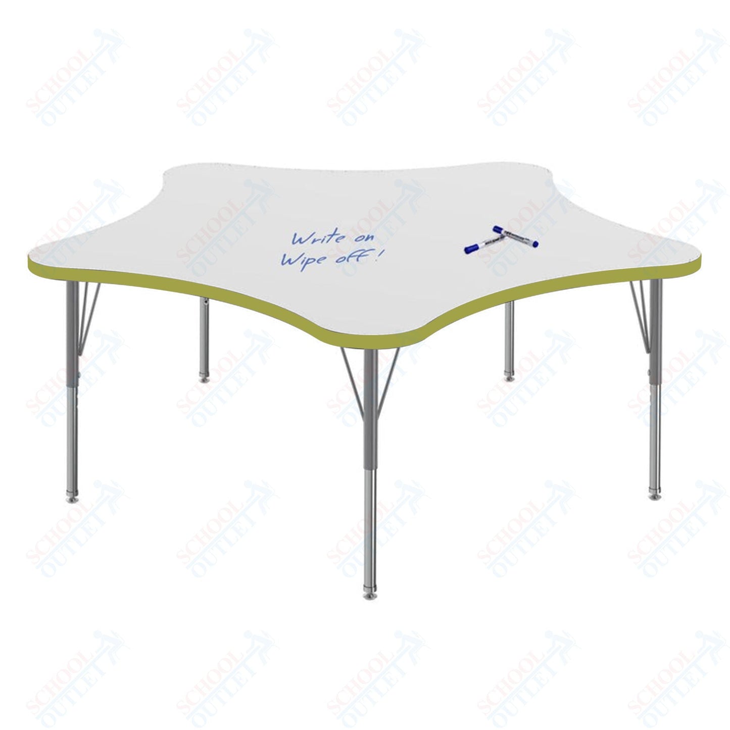 Marco MG2200 Series 60" 5 - Star Activity Table w/ Dry Erase Top Adj Height 21" - 30" (MG2281 - DB) - SchoolOutlet