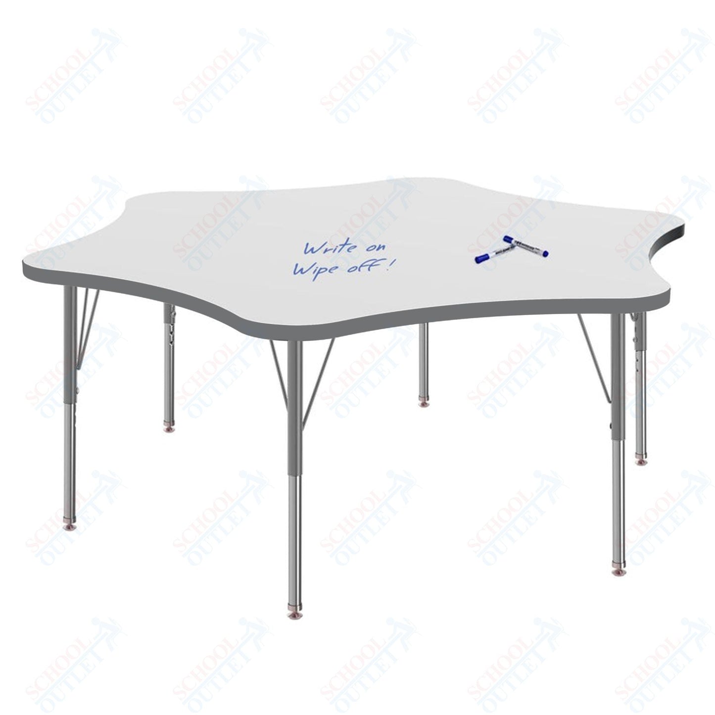 Marco MG2200 Series 60" 6 - Star Preschool Table w/ Dry Erase Top Adj Height 16" - 24" (MG2282 - DA) - SchoolOutlet