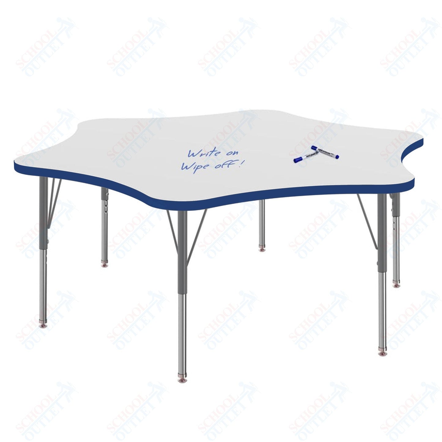 Marco MG2200 Series 60" 6 - Star Activity Table w/ Dry Erase Top Adj Height 21" - 30" (MG2282 - DB) - SchoolOutlet