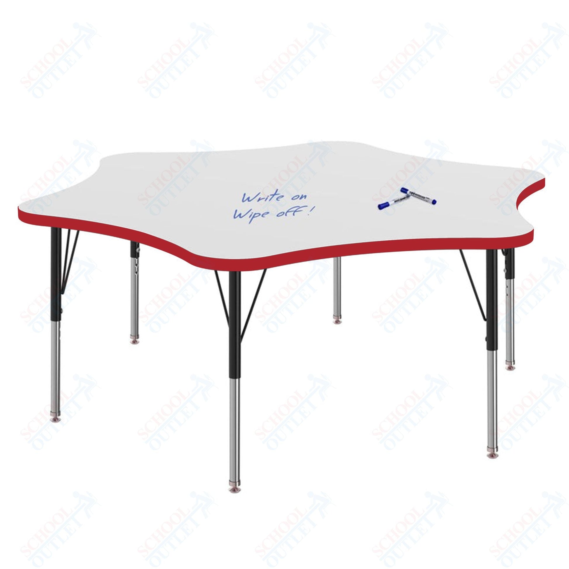 Marco MG2200 Series 60" 6 - Star Activity Table w/ Dry Erase Top Adj Height 21" - 30" (MG2282 - DB) - SchoolOutlet