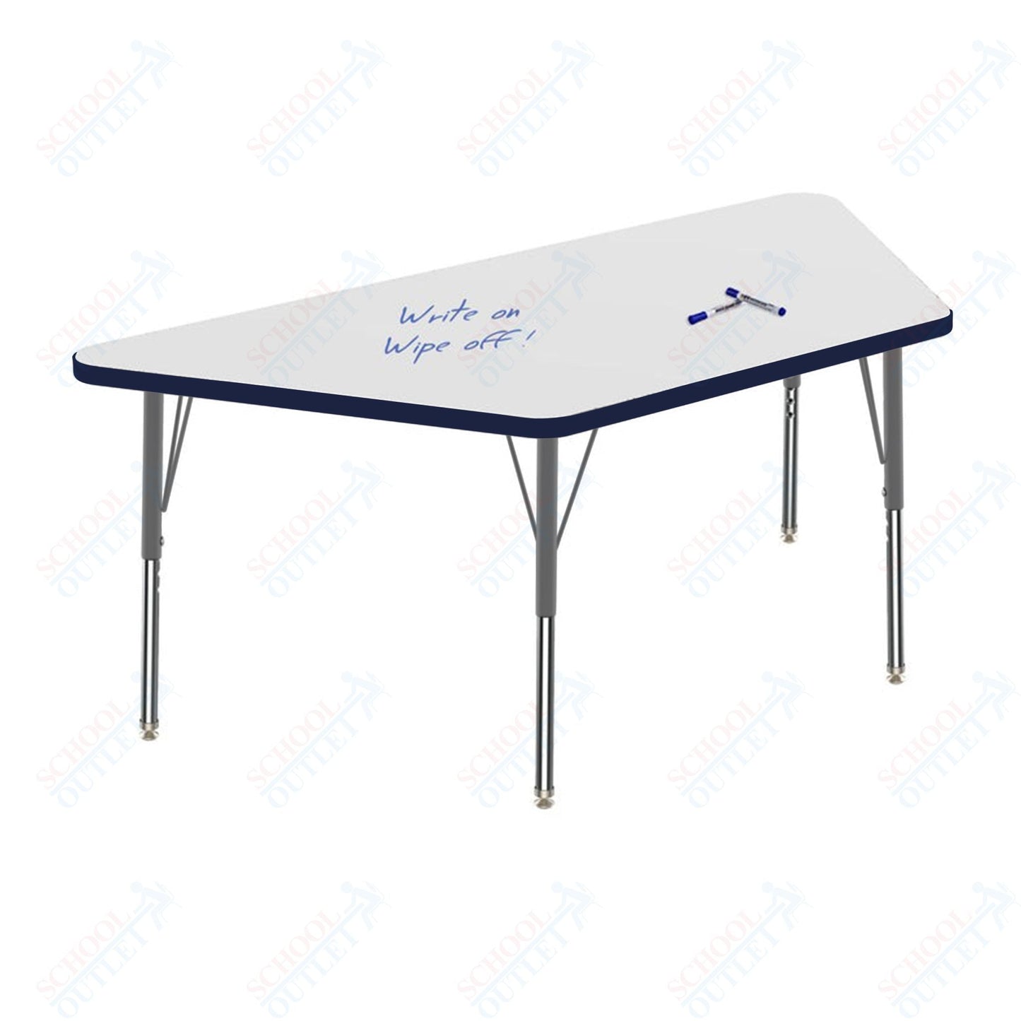 Marco MG2200 Series Trapezoid Preschool Table w/ Dry Erase Top 30" x 60" Adj Height 16" - 24" (MG2287 - DA) - SchoolOutlet