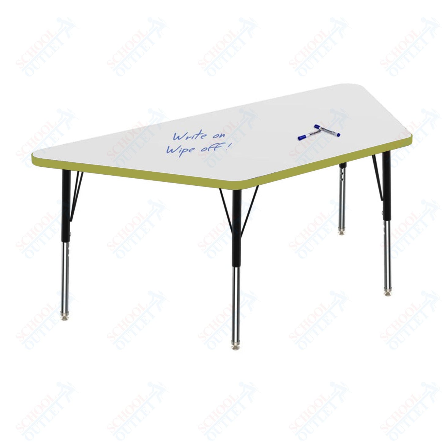 Marco MG2200 Series Trapezoid Preschool Table w/ Dry Erase Top 30" x 60" Adj Height 16" - 24" (MG2287 - DA) - SchoolOutlet