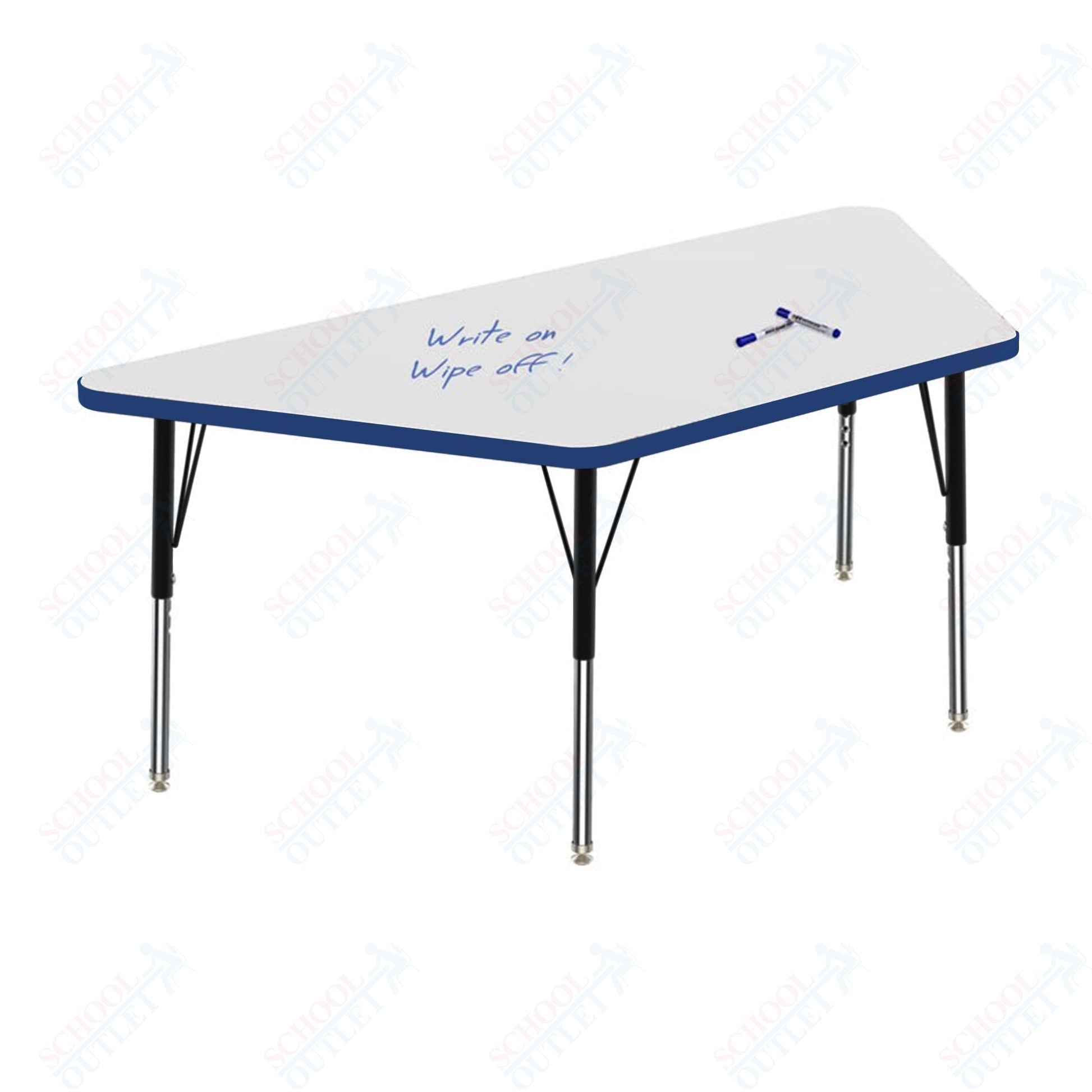 Marco MG2200 Series Trapezoid Activity Table w/ Dry Erase Top 30" x 60" Adj Height 21" - 30" (MG2287 - DB) - SchoolOutlet