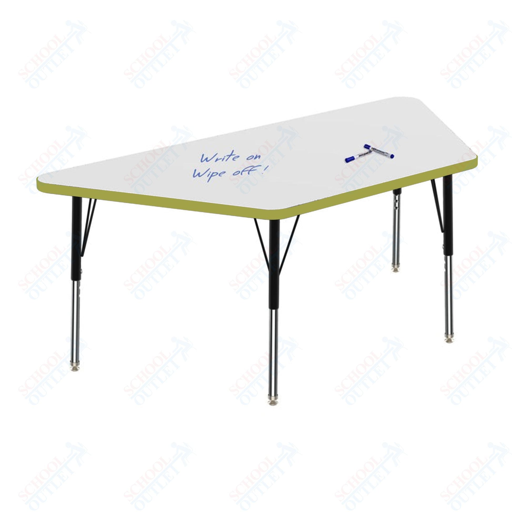 Marco MG2200 Series Trapezoid Activity Table w/ Dry Erase Top 30" x 60" Adj Height 21" - 30" (MG2287 - DB) - SchoolOutlet