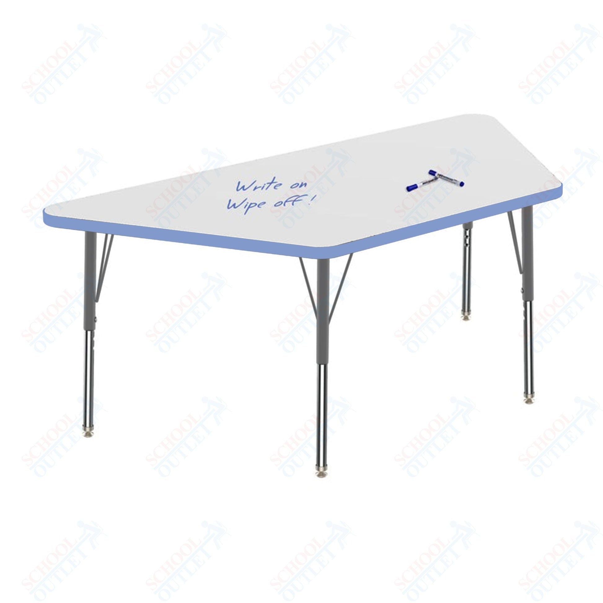 Marco MG2200 Series Trapezoid Activity Table w/ Dry Erase Top 30" x 60" Adj Height 21" - 30" (MG2287 - DB) - SchoolOutlet