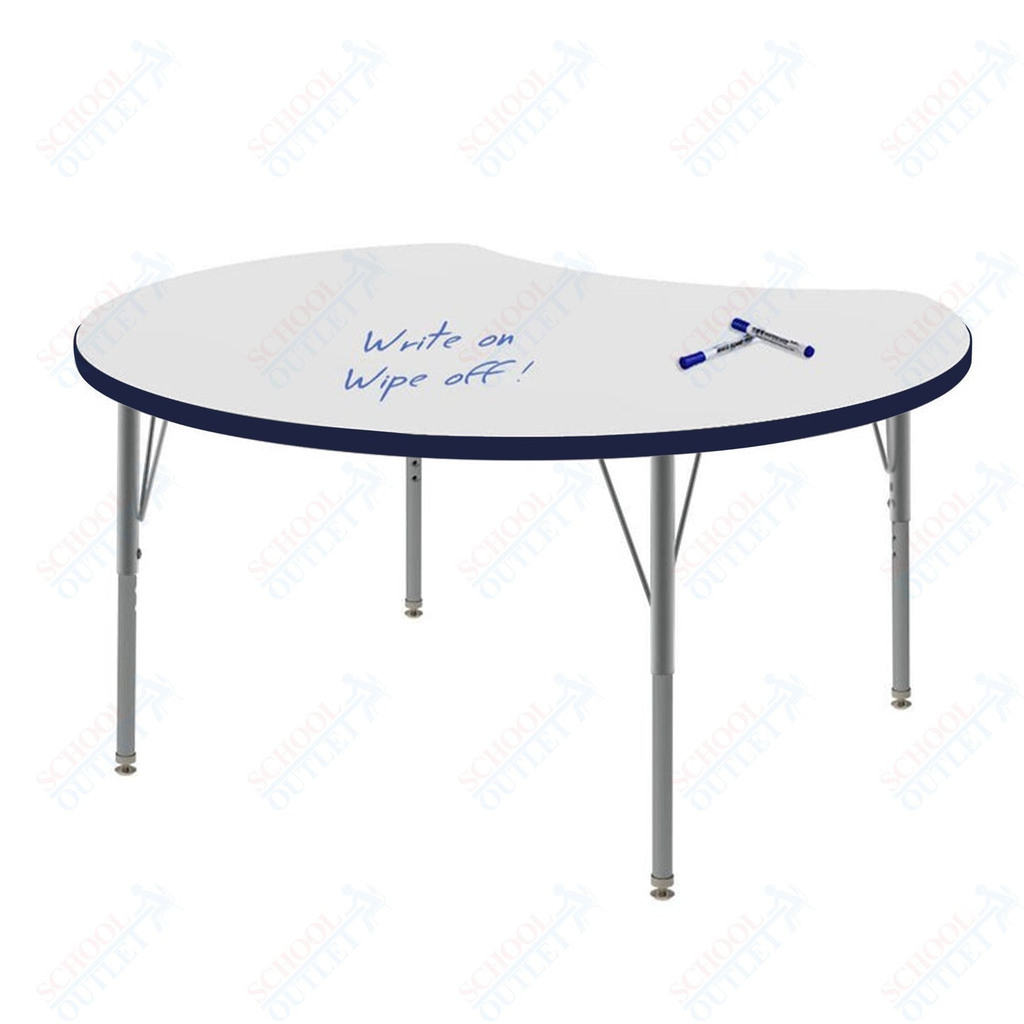 Marco MG2200 Series 48" Scoop Activity Table w/ Dry Erase Top Adj Height 21" - 30" (MG2296 - DB) - SchoolOutlet