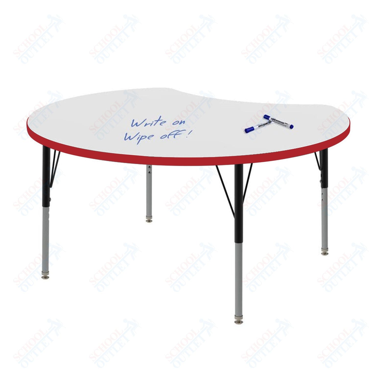 Marco MG2200 Series 48" Scoop Activity Table w/ Dry Erase Top Adj Height 21" - 30" (MG2296 - DB) - SchoolOutlet