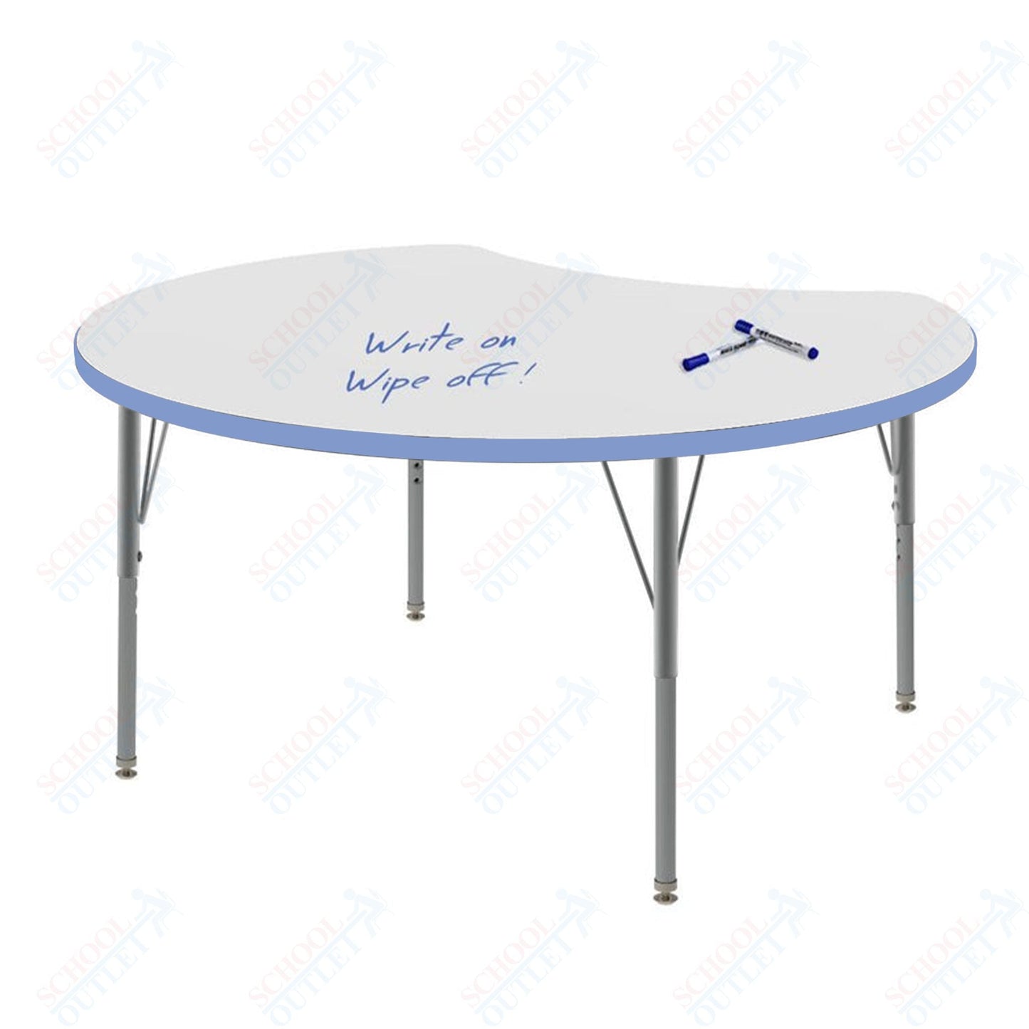 Marco MG2200 Series 48" Scoop Activity Table w/ Dry Erase Top Adj Height 21" - 30" (MG2296 - DB) - SchoolOutlet