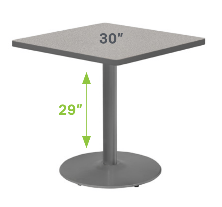 Marco 30" Square Cafe Table w/ Dry Erase Top 29" Height Gray Base (MG2511 - D229) - SchoolOutlet