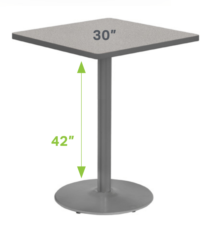 Marco 30" Square Cafe Table w/ Dry Erase Top 42" Height Gray Base (MG2511 - D229) - SchoolOutlet