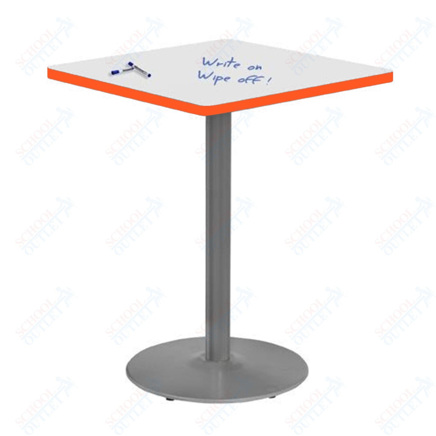 Marco 30" Square Cafe Table w/ Dry Erase Top 29" Height Gray Base (MG2511 - D229) - SchoolOutlet