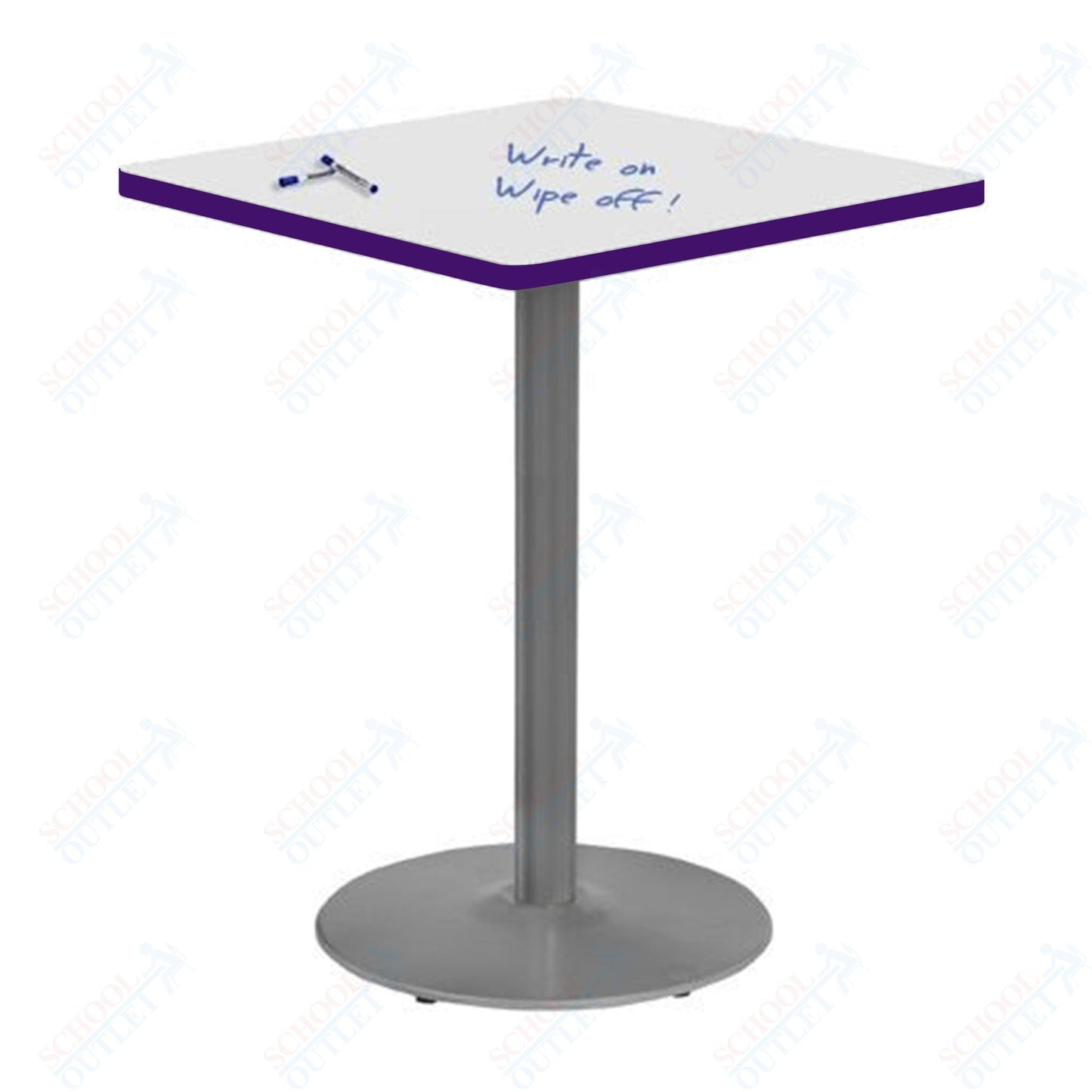 Marco 30" Square Cafe Table w/ Dry Erase Top 42" Height Gray Base (MG2511 - D229) - SchoolOutlet