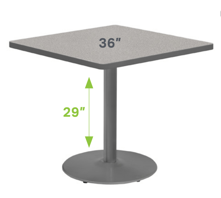 Marco 36" Square Cafe Table w/ Dry Erase Top 29" Height Gray Base (MG2512 - D229) - SchoolOutlet