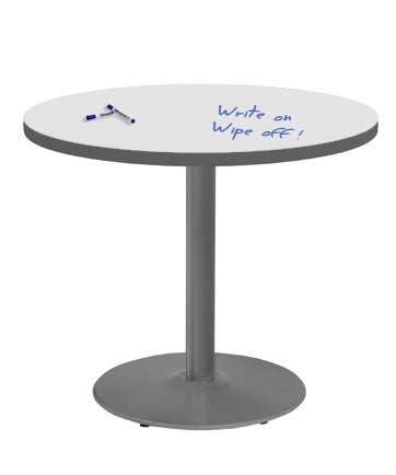 Marco 30" Round Cafe Table w/ Dry Erase Top 29" Height Gray Base (MG2543 - D229) - SchoolOutlet