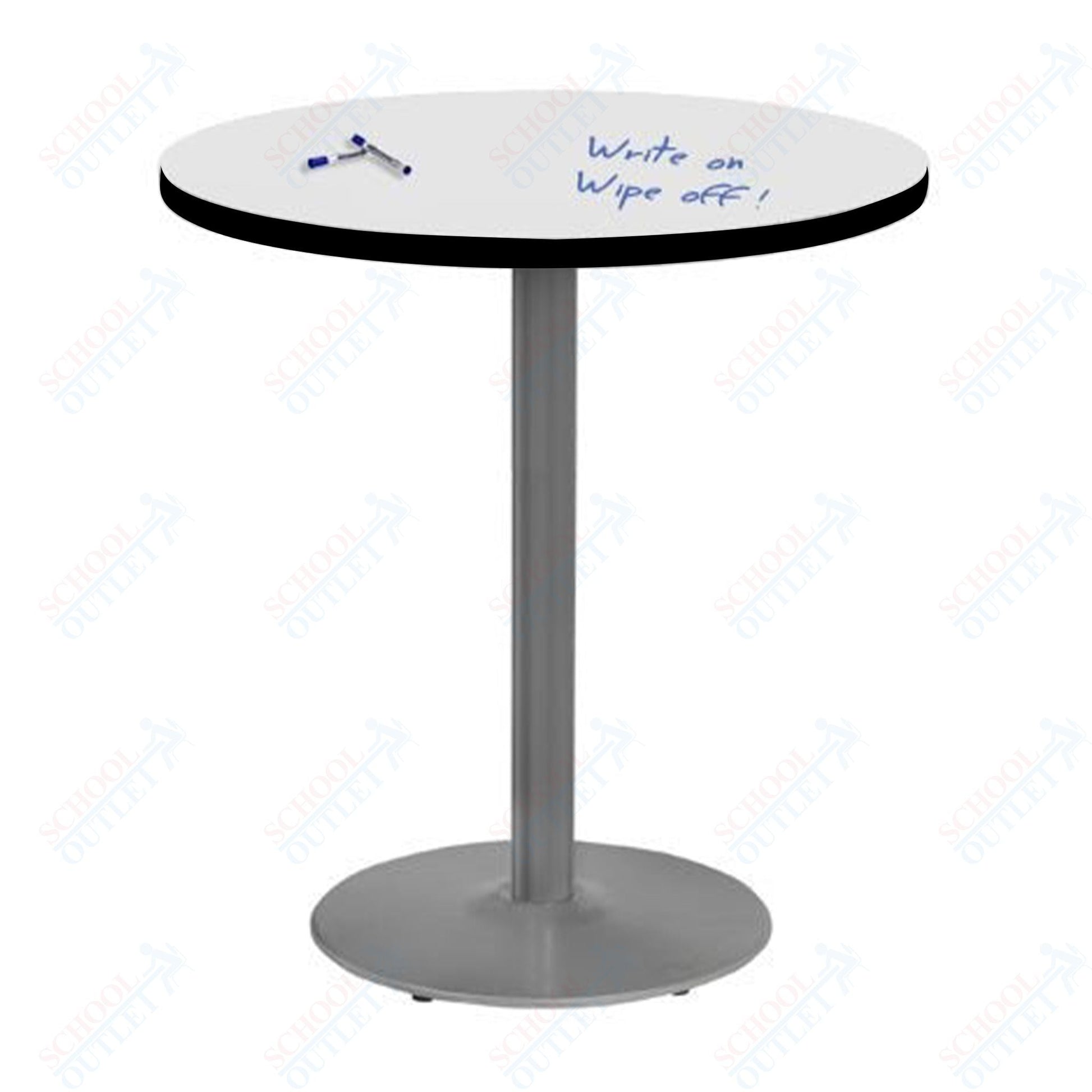 Marco 30" Round Cafe Table w/ Dry Erase Top 42" Height Gray Base (MG2543 - D229) - SchoolOutlet