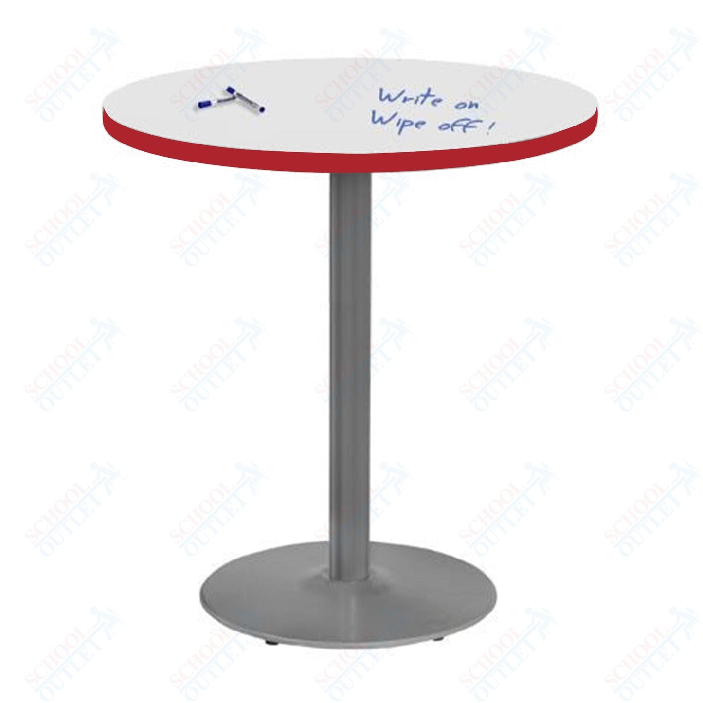 Marco 30" Round Cafe Table w/ Dry Erase Top 42" Height Gray Base (MG2543 - D229) - SchoolOutlet