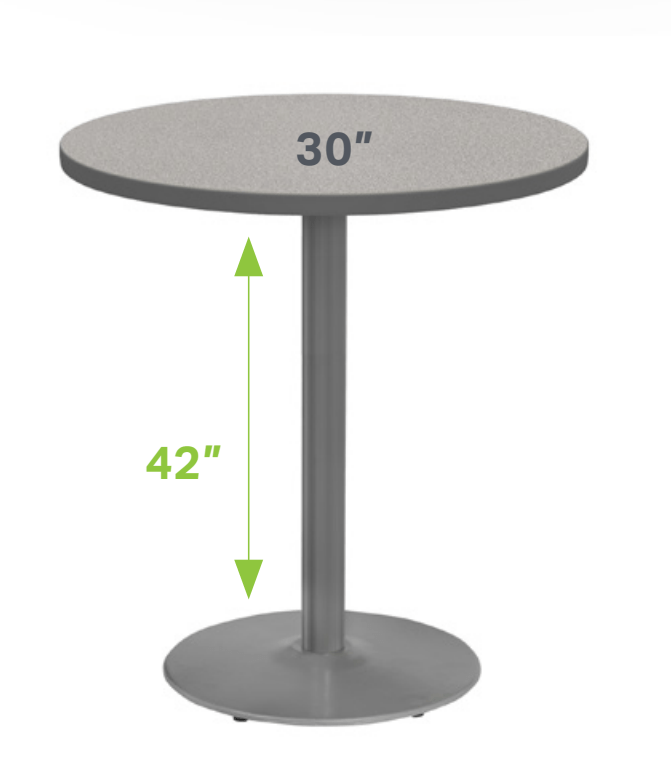 Marco 30" Round Cafe Table 42" Height Gray Base (MG2543 - M242) - SchoolOutlet