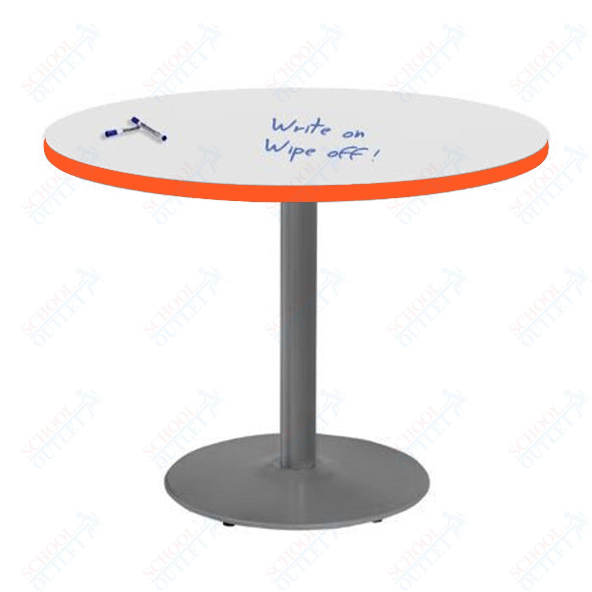 Marco 36" Round Cafe Table w/ Dry Erase Top 29" Height Gray Base (MG2544 - D229) - SchoolOutlet