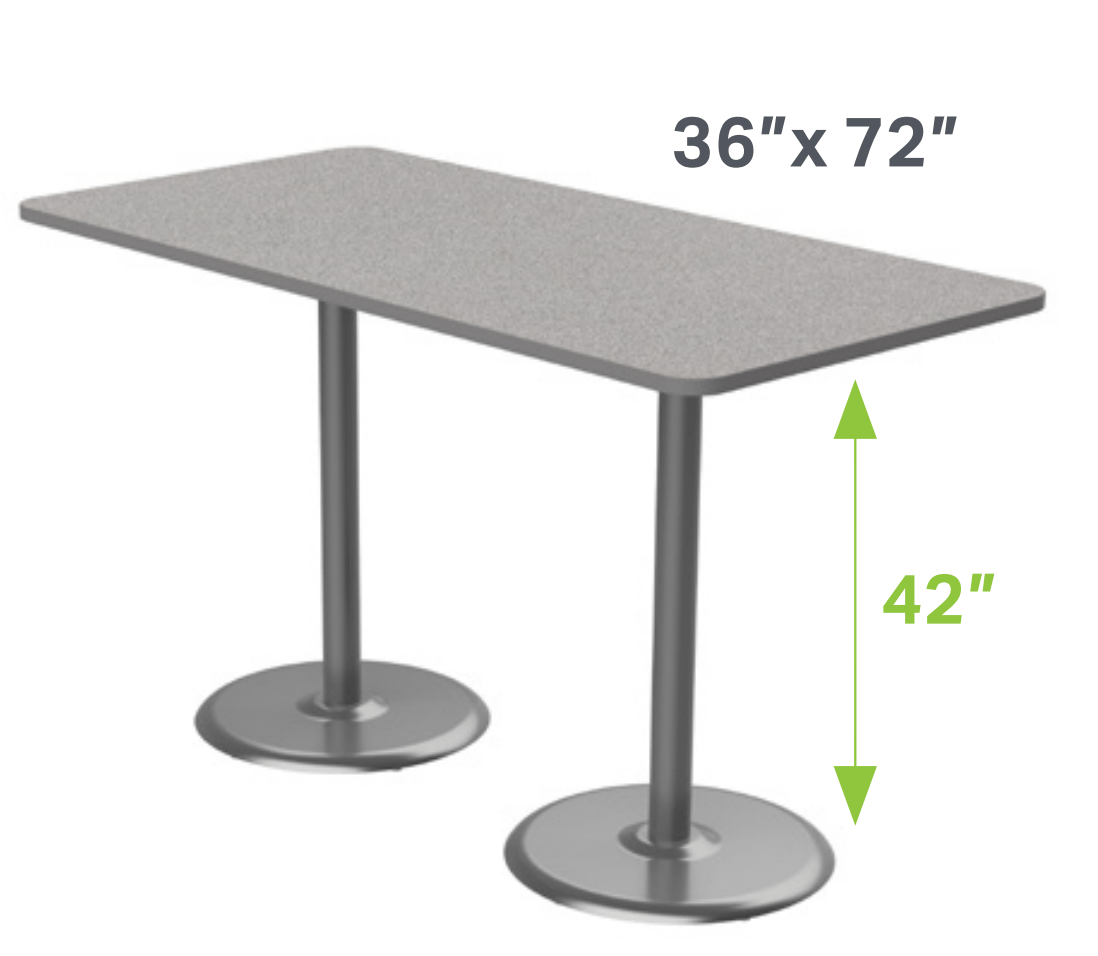 Marco Dual Base Cafe Table w/ Dry Erase Top 36" x 72" Rectangle 42" Height Gray Base (MG2548 - D242) - SchoolOutlet