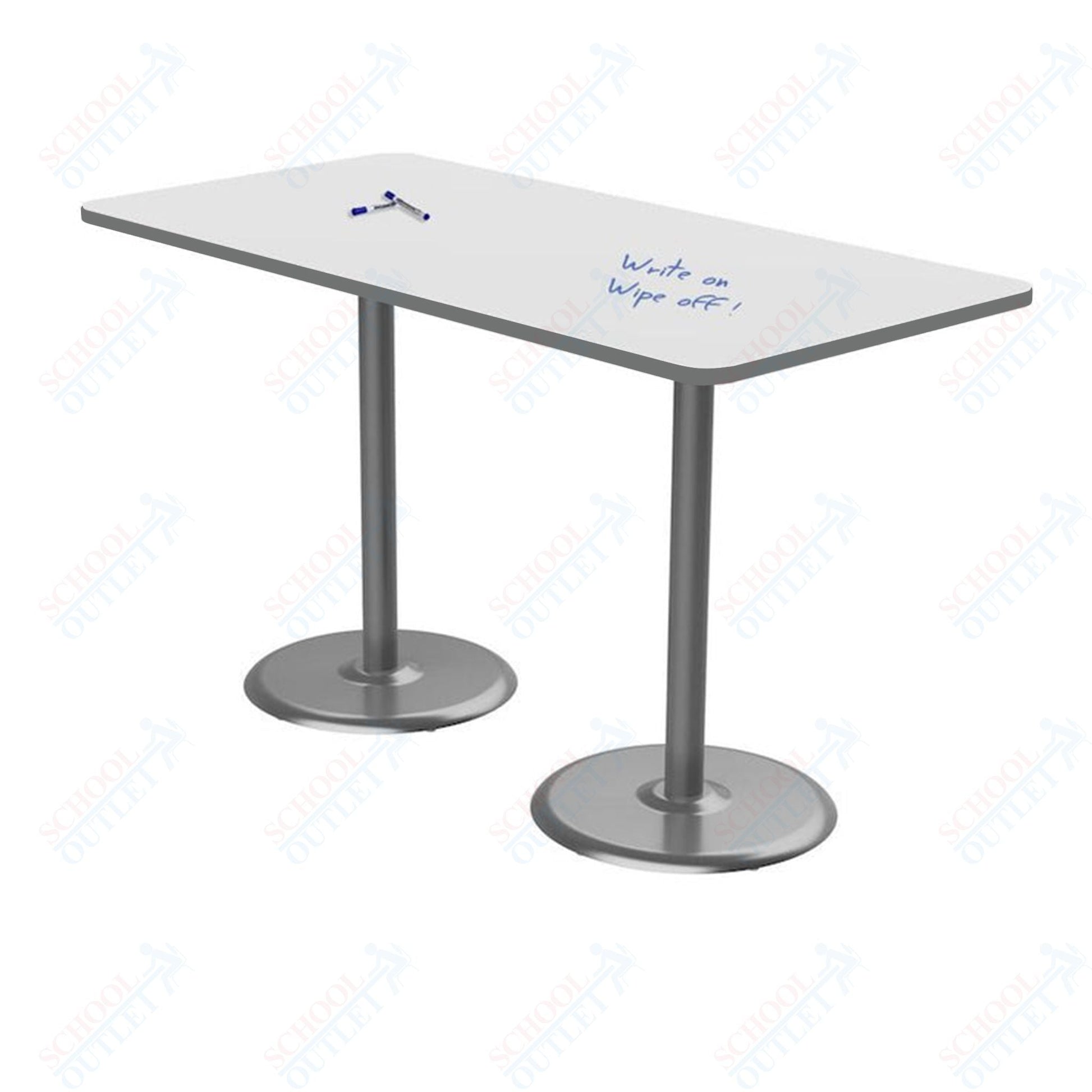 Marco Dual Base Cafe Table w/ Dry Erase Top 36" x 72" Rectangle 42" Height Gray Base (MG2548 - D242) - SchoolOutlet