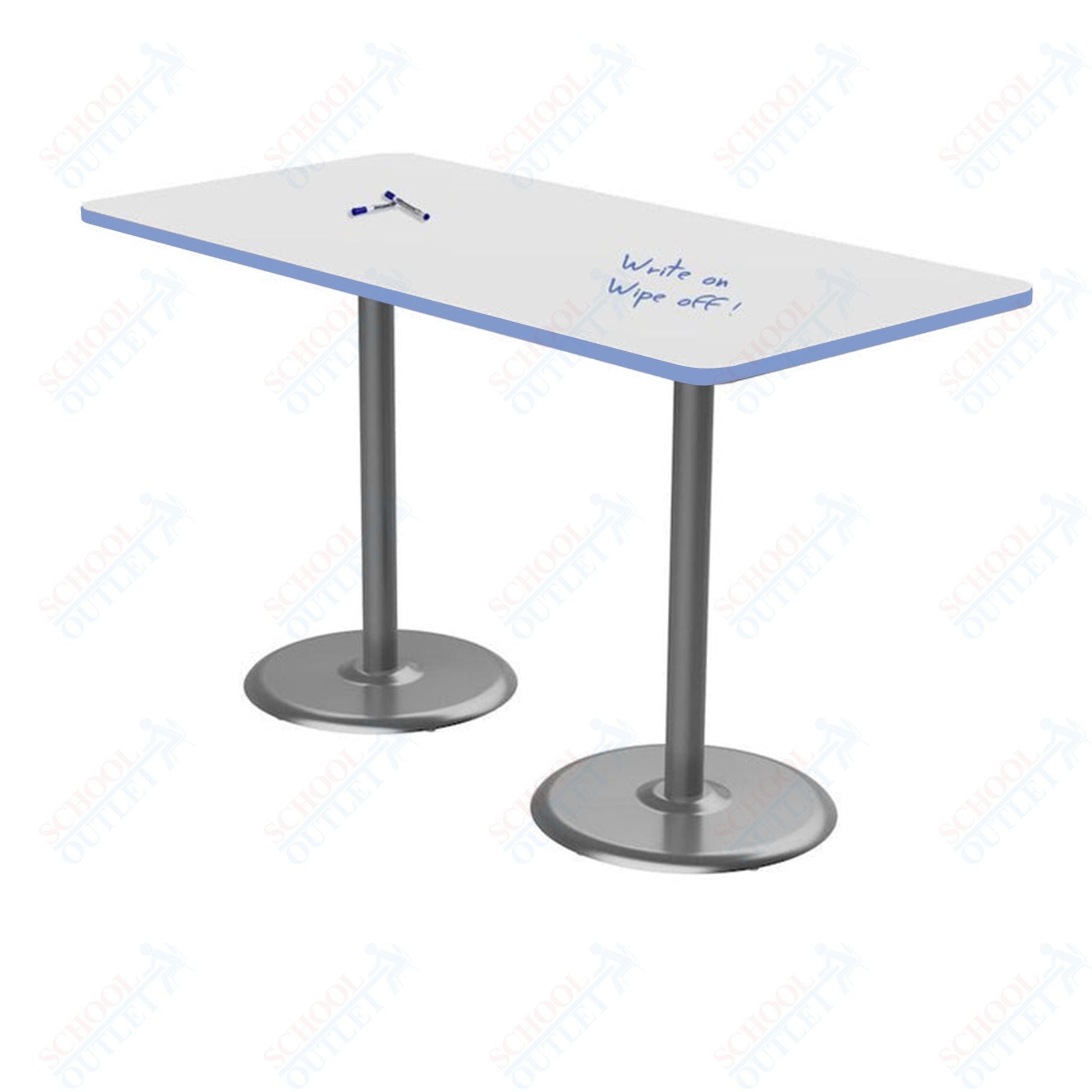 Marco Dual Base Cafe Table w/ Dry Erase Top 36" x 72" Rectangle 42" Height Gray Base (MG2548 - D242) - SchoolOutlet