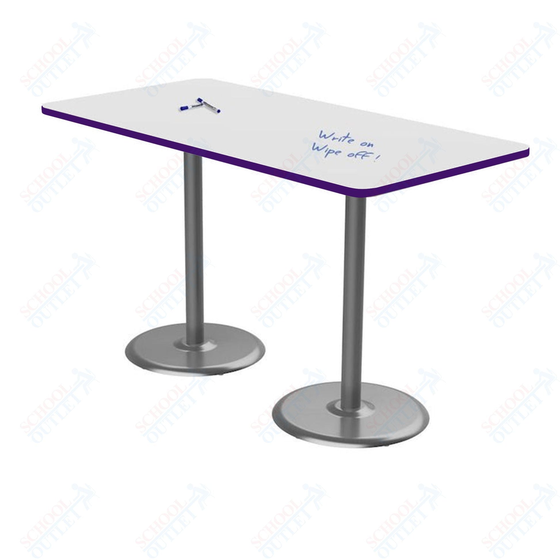 Marco Dual Base Cafe Table w/ Dry Erase Top 36" x 72" Rectangle 42" Height Gray Base (MG2548 - D242) - SchoolOutlet