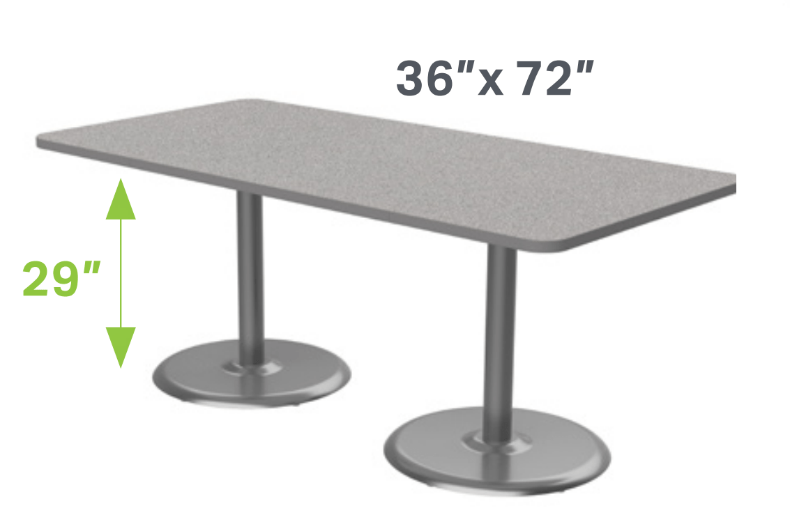 Marco Dual Base Cafe Table 36" x 72" Rectangle 29" Height Gray Base (MG2548 - M229) - SchoolOutlet