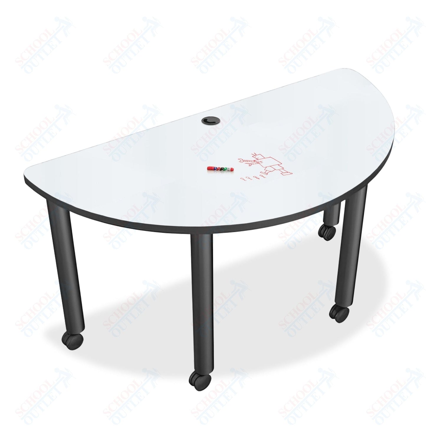 Mooreco Modular Conference Table - Half Round - 58"W x 29"D - Black Edgeband (Mooreco 27743) - SchoolOutlet