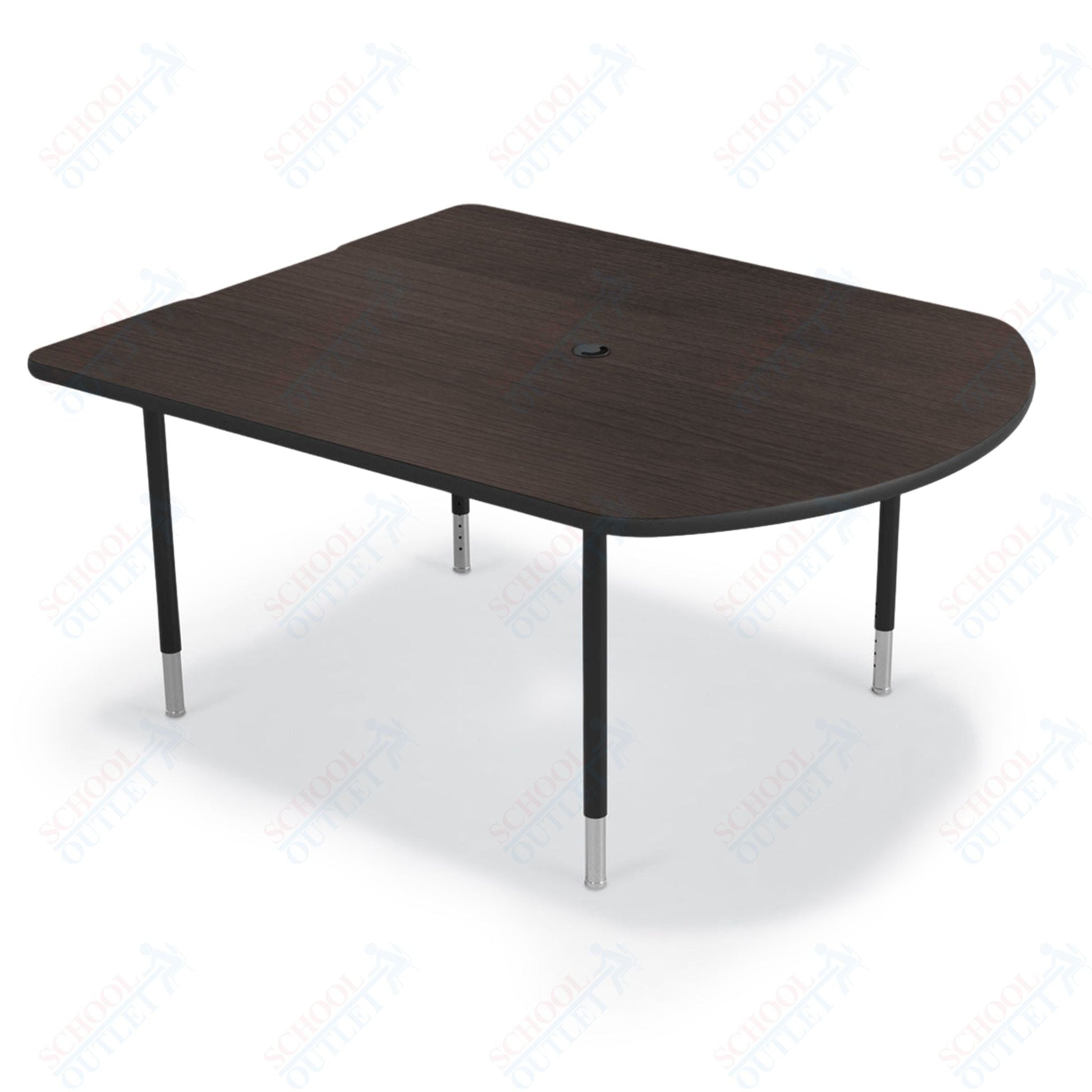 Mooreco 5' MediaSpace - D - Shape AV Table - Black Horseshoe Legs and Black Edgeband (Mooreco 27749) - SchoolOutlet