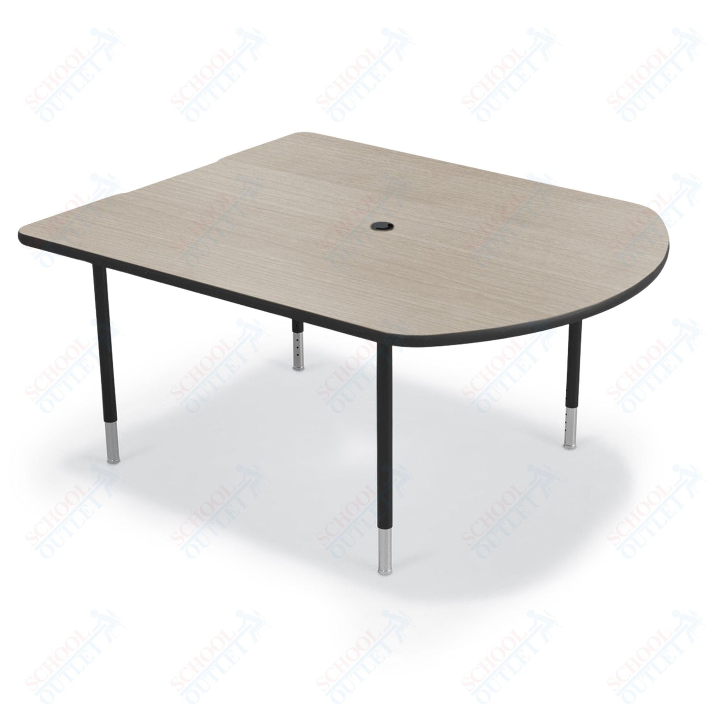 Mooreco 5' MediaSpace - D - Shape AV Table - Black Horseshoe Legs and Black Edgeband (Mooreco 27749) - SchoolOutlet
