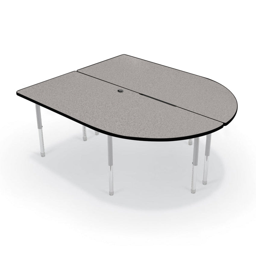 Mooreco 6' MediaSpace - Split Piece D - Shape AV Table - Platinum Legs and Black Edgeband (Mooreco 27756) - SchoolOutlet
