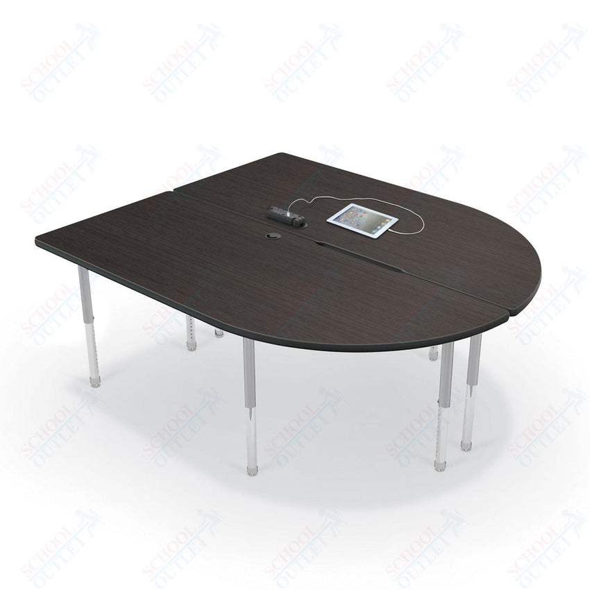 Mooreco 6' MediaSpace - Split Piece D - Shape AV Table - Platinum Legs and Black Edgeband (Mooreco 27756) - SchoolOutlet